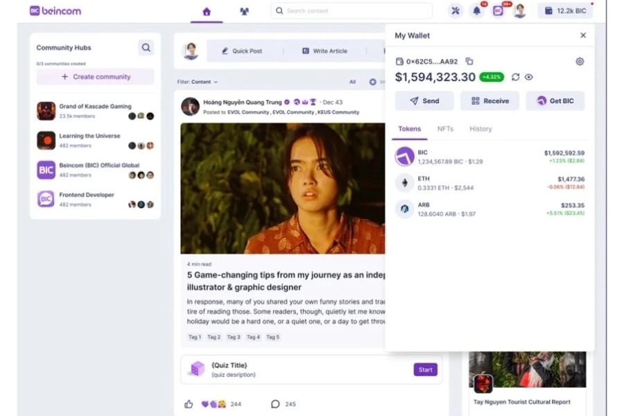 BIC Wallet integrated with Beincom NFT Marketplace