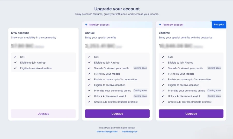 Beincom Account Plans