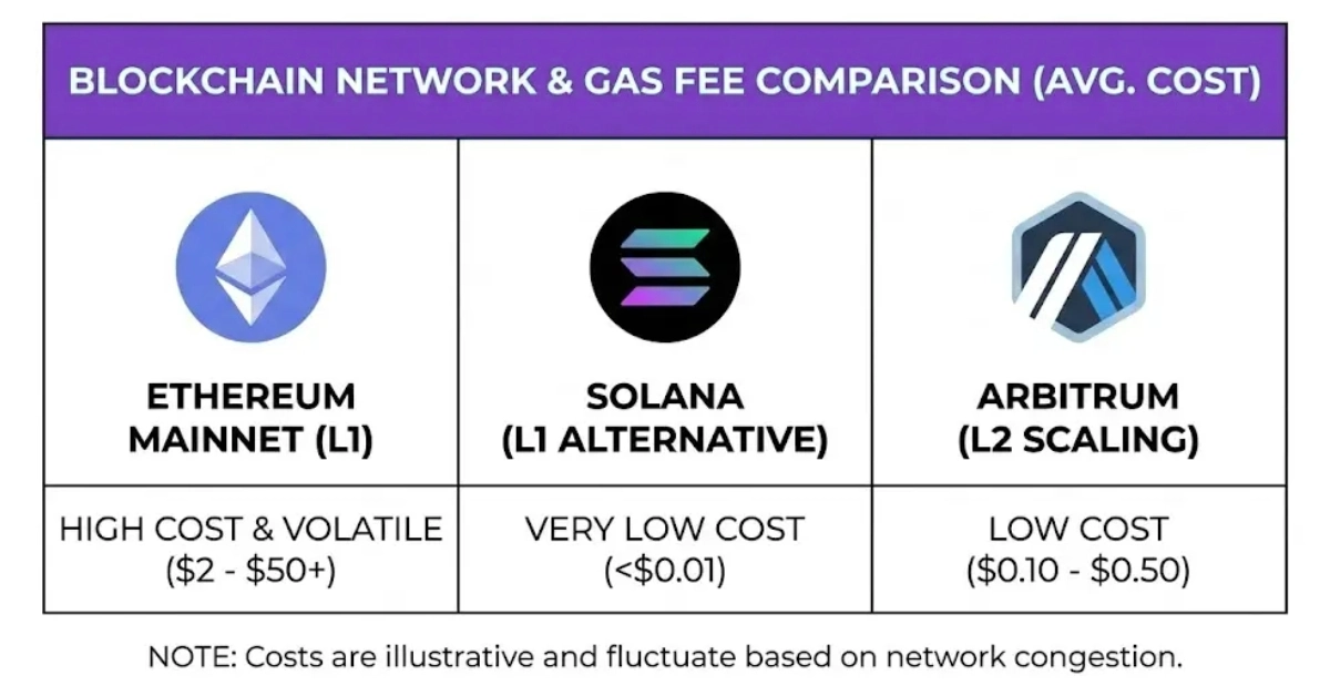 Gas Fees on Different Blockchains